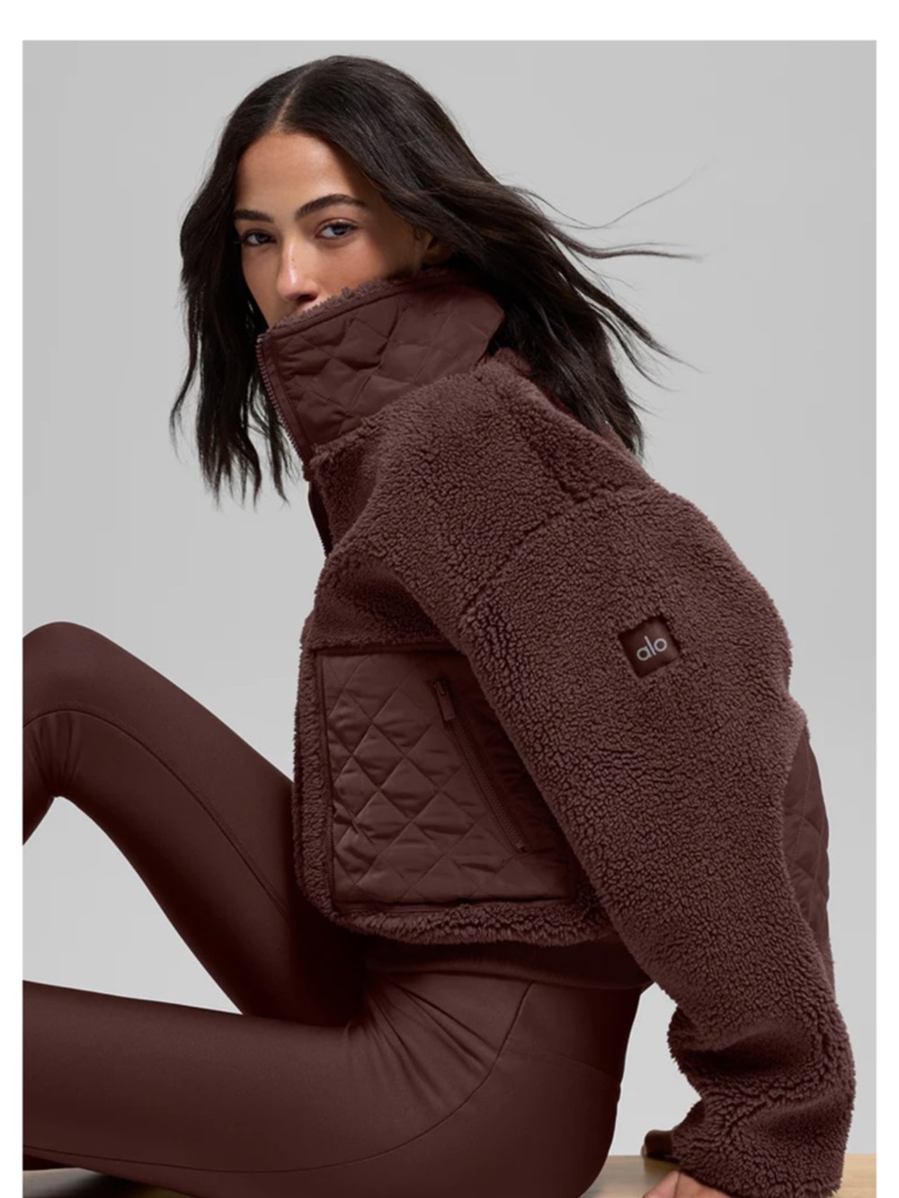 ALO Yoga Women's Chocolate Brown Sherpa Edge Bomber